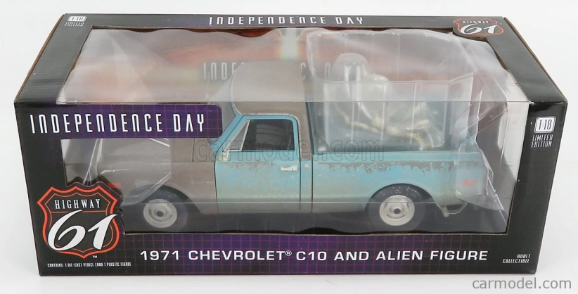 Highway61 Chevrolet C-10 Pick-up And Alien Figure 1971 - Independence Day 1:18 Svetlomodrá hnedá