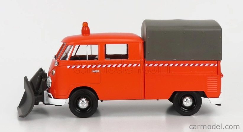 Motor-max Volkswagen T1 Pick-up Double Cabine Spazzaneve - Snowplow 1962 1:24 Orange