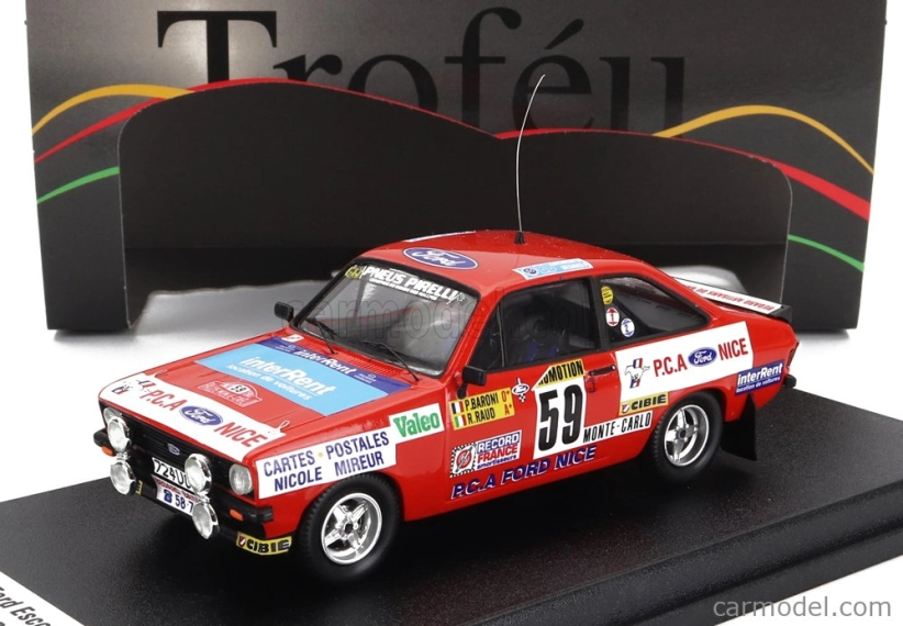 Trofeu Ford england Escort Mkii Rs2000 (nočná verzia) N 59 Rally Montecarlo 1982 C.baroni - R.baud 1:43 Red