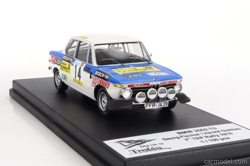 Trofeu BMW 2002 Tii (night Version) N 14 Rally Tap 1974 Georg Fischer - Harald Gottlieb 1:43 Modrá Bílá
