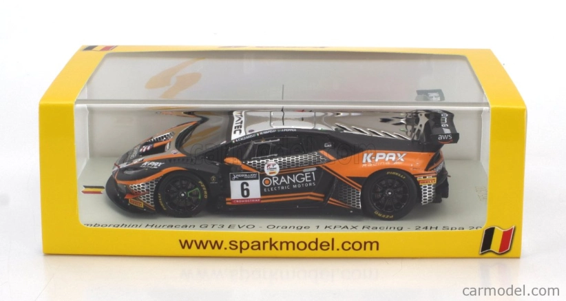 Spark-model Lamborghini Huracan Gt3 Evo Team Orange 1 Kpax Racing N 6 24h Spa 2022 J.pepper - A.caldarelli - M.mapelli 1:43 Orange Black