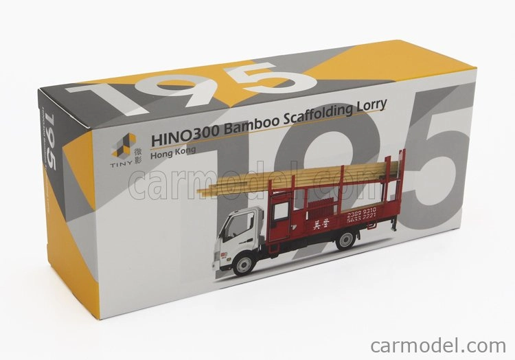 Tiny toys Hino 195 Bamboo Scaffolding Truck 2010 1:64 Bielo-červená