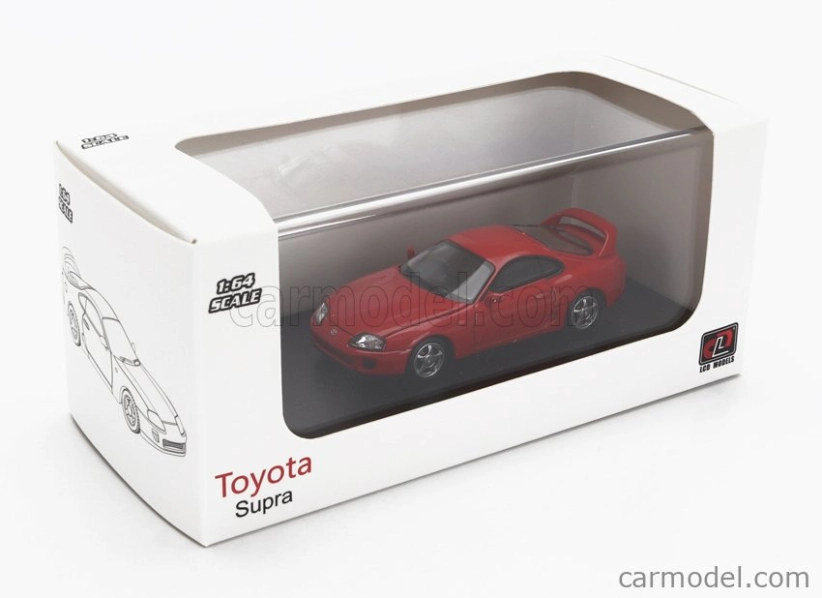 LCD-model Toyota Supra Mkiv (a80) Coupe 1993 - Detaily motora 1:64 Červená
