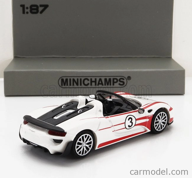 Minichamps Porsche 918 Spyder Salzburg Racing Design N 3 Weissachpackage 2015 1:87 Červená Bílá