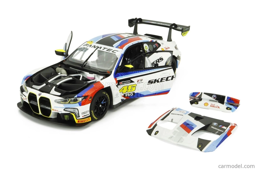 Minichamps BMW 4-series M4 Gt3 Team Wrt N 46 12h Bathurst 2024 Valentino Rossi - Maxime Martin - Raffaele Marciello 1:18 Bílá