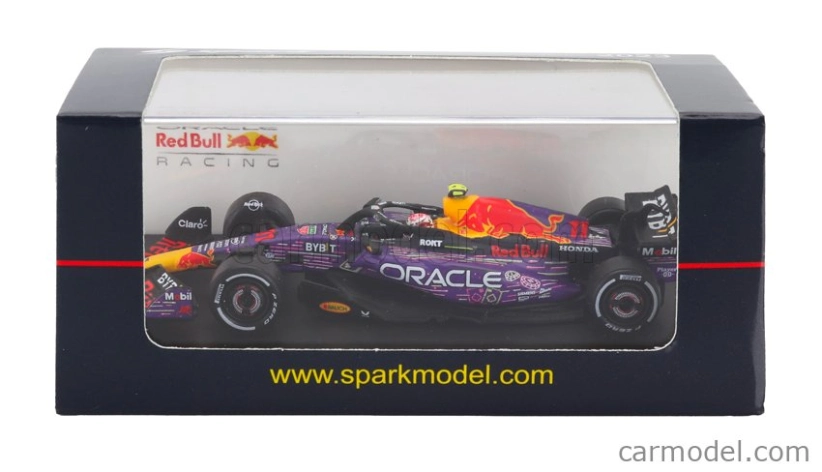 Spark-model Red bull F1  Rb19 Team Oracle Red Bull Racing N 11 3rd Las Vegas Usa Gp 2023 Sergio Perez 1:64 Fialová Žlutá Červená