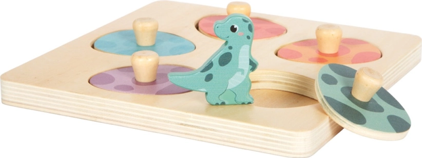 malá noha Drevené pamäťové puzzle Dino