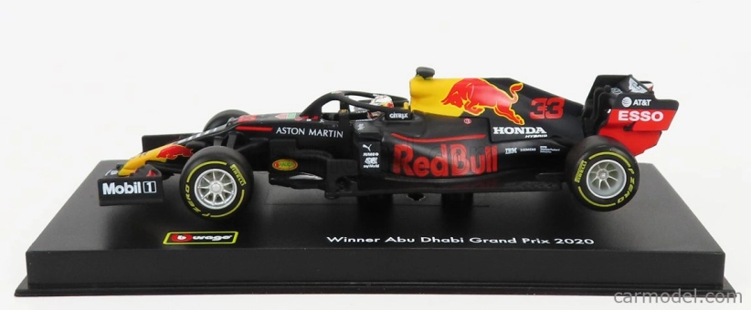 Bburago Red bull F1 Rb16 Honda Team Aston Martin N 33 Winner Abu Dhabi GP 2020 Max Verstappen - Con Pilot E Vetrina - With Pilot And Showcase 1:43 Matte Blue Yellow Red