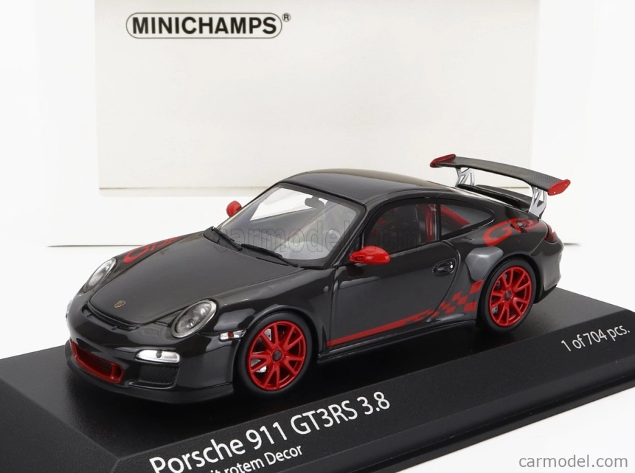 Minichamps Porsche 911 997-2 Gt3 Rs 3.8 Coupe 2009 - Red Wheels 1:43 Grey