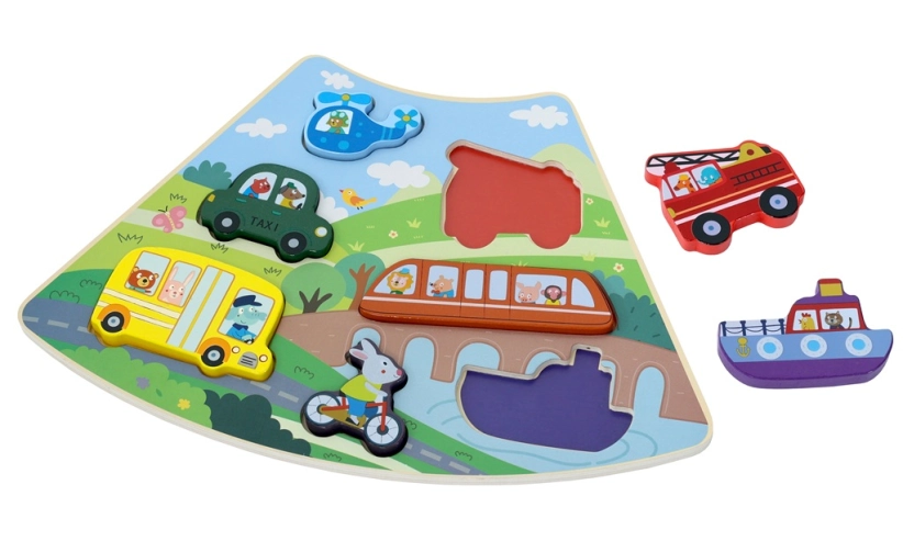 2Kids Toys Dřevěné puzzle Dopravní prostředky propojitelné