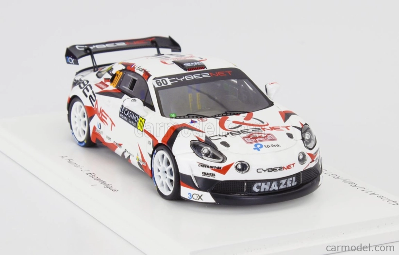 Spark-model Renault Alpine A110 Rgt Team Chazel Technologies Course N 60 4th Rgt Rally Montecarlo 2024 Armand Fumal - Jules Escartefigue 1:43 White Black