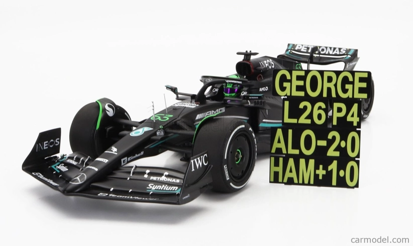 Minichamps Mercedes gp F1 W14 Team Mercedes-amg Petronas Formula One N 63 7th Bahrain Gp With Pit Board 2023 George Russell 1:18 Matt Black