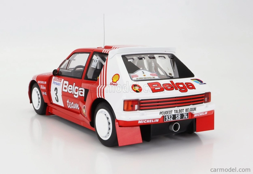 Ixo-models Peugeot 205 T16 Belga N 3 Rally Ypres 1985 B.darniche - A.mahe 1:18 Červená Bílá