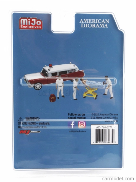 American diorama Figures Set 4x Man Paramedic - Ambulance - Ambulanza 1:64 Bílá