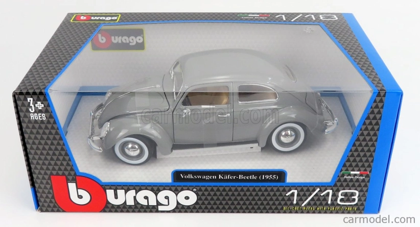 Bburago Volkswagen Käfer-Beetle 1955 1:18 strieborný