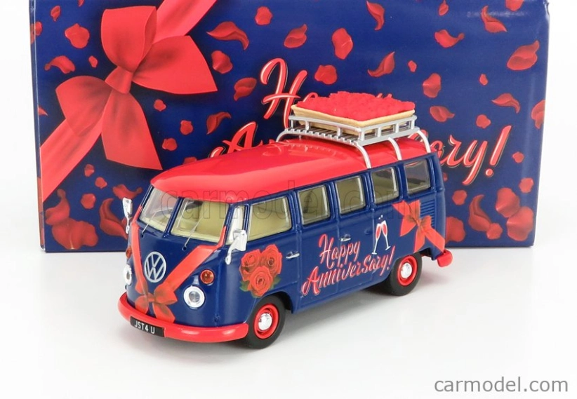 Corgi Volkswagen T1 Minibus Happy Anniversary 1961 1:43 Modrá Červená