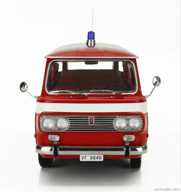 Mitica-diecast Fiat Fiat 850 Familiare Vigili Del Fuoco 1970 - Interno Brown 1:18 Red