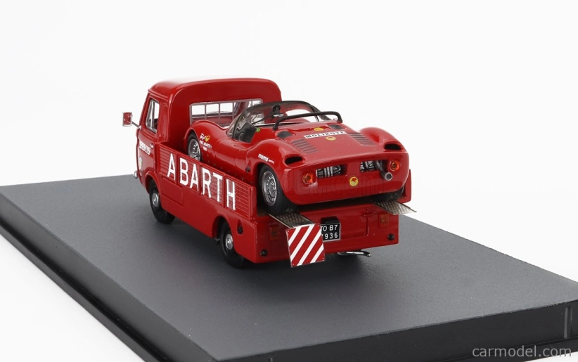 Rio-models Fiat 241 Assistenza Abarth Corse Car Transporter 1970 With Fiat Abarth 1000sp Spider 1:43 Red