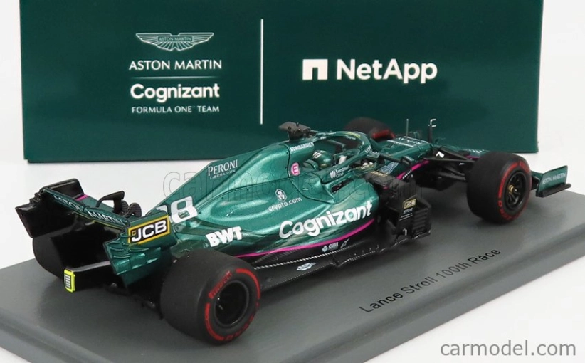 Spark-model Aston martin F1 Amr21 Mercedes M12 Eq Power+ Team Cognizant Formula One N 18 Abu Dhabi GP 2021 Lance Stroll - 100. GP 1:43 Green