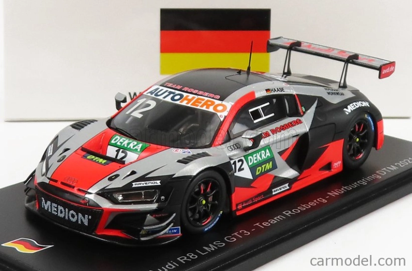 Iskrový model Audi R8 Lms Gt3 Team Rosberg N 12 Dtm Nurburgring 2021 C.haase 1:43 Red Silver Black