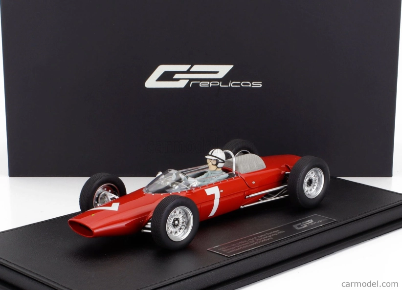 Gp-repliky Ferrari F1 156 F1-63 N 7 Winner Nurburgring German Gp (s figúrkou pilota) 1963 John Surtees 1:18 Červená