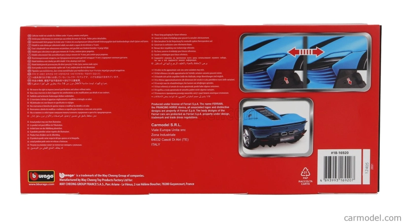 Bburago Ferrari Daytona Sp3 Closed Roof 2022 - Con Vetrina - With Showcase - Exclusive Carmodel 1:18 Střední Modrá