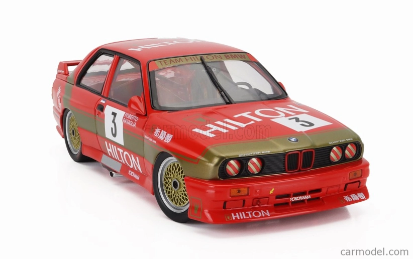 Minichamps BMW radu 3 M3 Team Schnitzer N 3 Winner Guia Race Macau 1987 Roberto Ravaglia 1:18 Červená zlatá