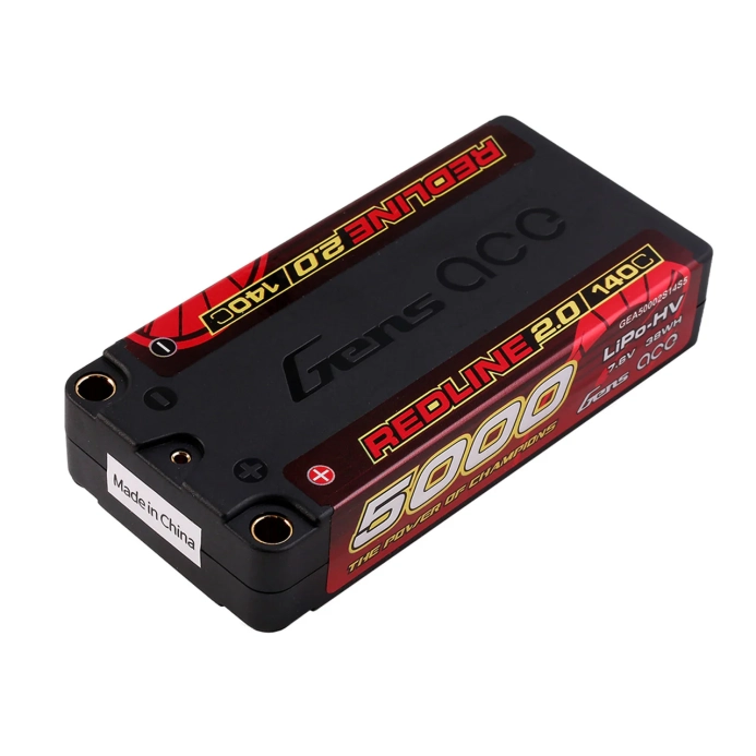 Gens ace akumulátor HV LiPo Redline 2.0 Series 5000mAh 2S1P 7.6V 140C Hardcase 130# | RCprofi.cz
