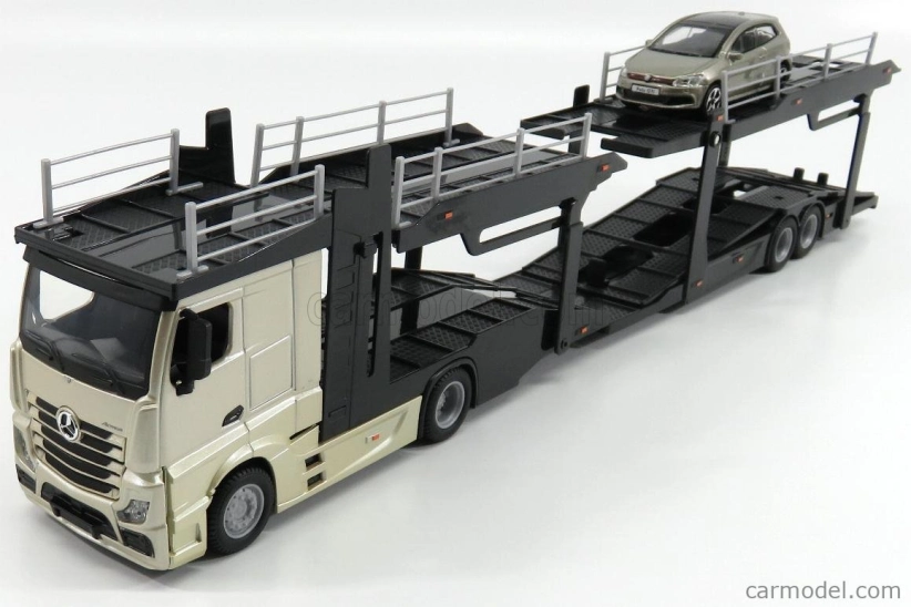 Bburago Mercedes benz Actros 2 2545 Truck Car Transporter 2016 + Volkswagen Polo Gti 1:43