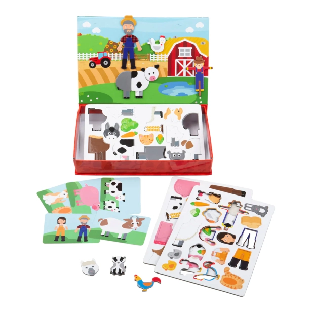 Bigjigs Toys Magnetické obliekacie puzzle Farma