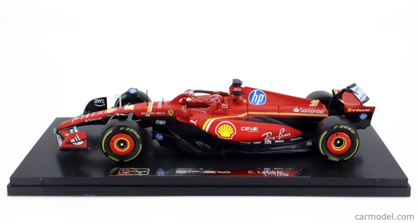 Bburago Ferrari F1 Sf-24 Team Scuderia Ferrari N 16 4th Emilia Romagna Imola Gp 2024 Charles Leclerc - Con Vetrina - With Showcase 1:18 Červená Černá