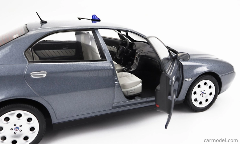 Mitica-diecast Alfa romeo 166 2.4 Jtd (with  Decals Comando Esercito Italiano E Civile) 1998 – (lampeggiante Applicabile Con Biadesivo - Flashing Light With Double-sided Tape) 1:18 Nettuno Grey Met