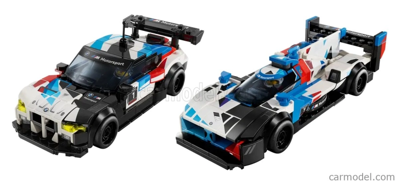 Lego BMW Lego - Sada 2x Team M-motorsport 4-series M4 Gt3 + M Hybrid V8 2023 - 676 Pezzi - 676 dielikov Modrá biela čierna červená