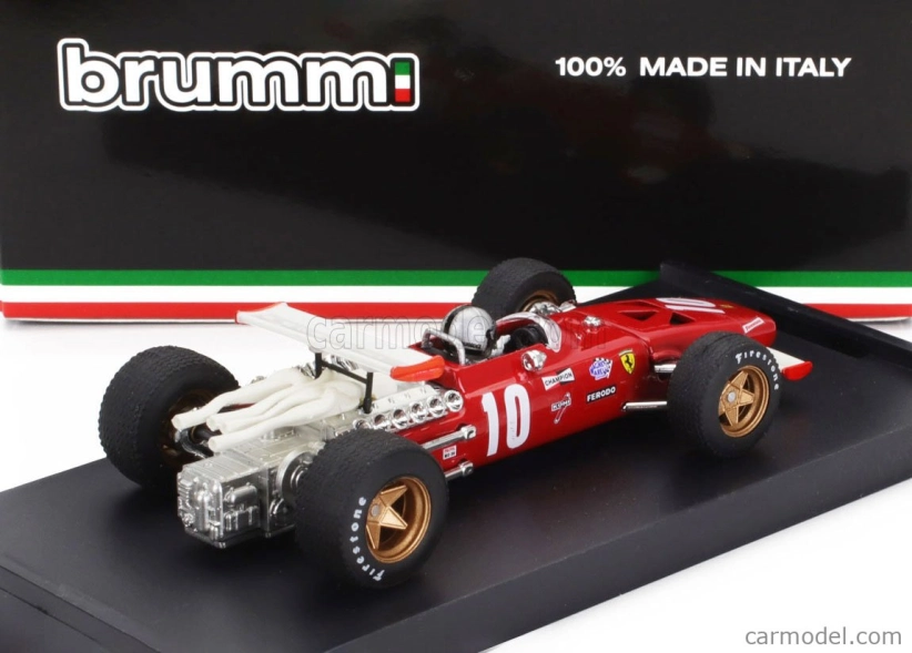 Brumm Ferrari F1 312 N 10 Italy Gp 1969 Pedro Rodriguez - s figúrkou vodiča 1:43 červená biela