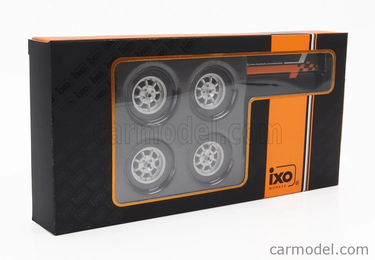 Ixo-models Príslušenstvo Cavalletto Supporto 4x Pneumatici Saab - Kovový nosič so 4x pneumatikami 1:18 Silver Black