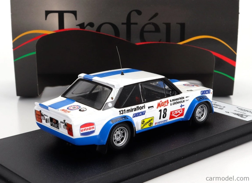 Trofeu Fiat 131 Abarth (night Version) N 18 4th Rally 1000 Lakes 1979 Ulf Gronholm - Bob Rehnstrom 1:43 Bílá Modrá
