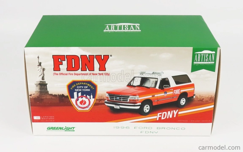 Greenlight Ford usa Bronco Fdny New York Fire Engine 1996 1:18 červená biela