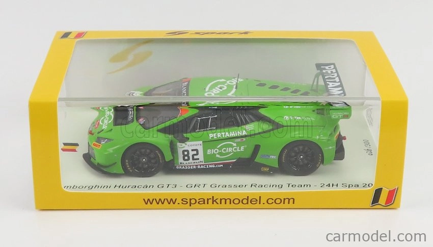 Iskrový model Lamborghini Huracan Gt3 Team Grasser Racing N 82 24h Spa 2018 R.ineichen - P.keen - F.perera 1:43 Zelená