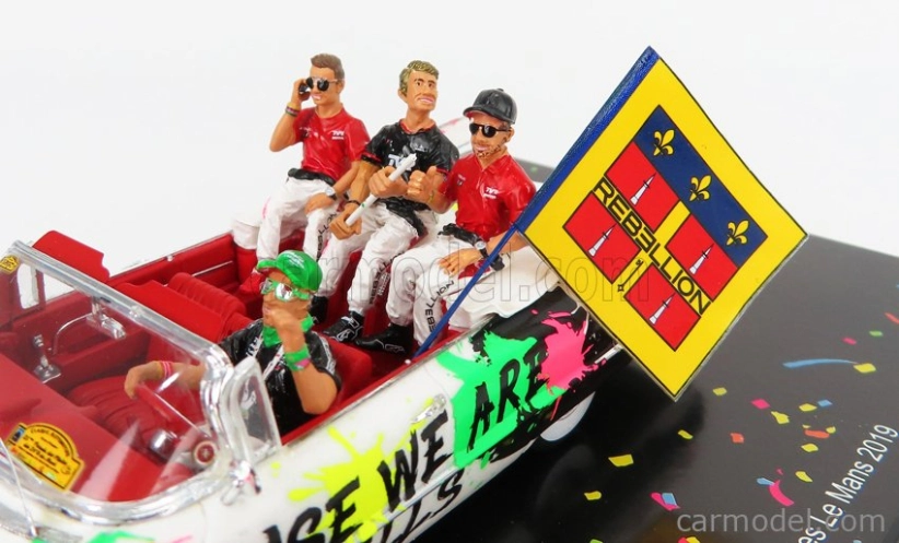 Spark-model Cadillac Eldorado Biarritz Cabriolet 1959 - Parade Des Pilotes Team Rebellion Racing 24h Le Mans 2019 T.laurent - G.menezes - N.berthon 1:43 Biela Ružová Čierna