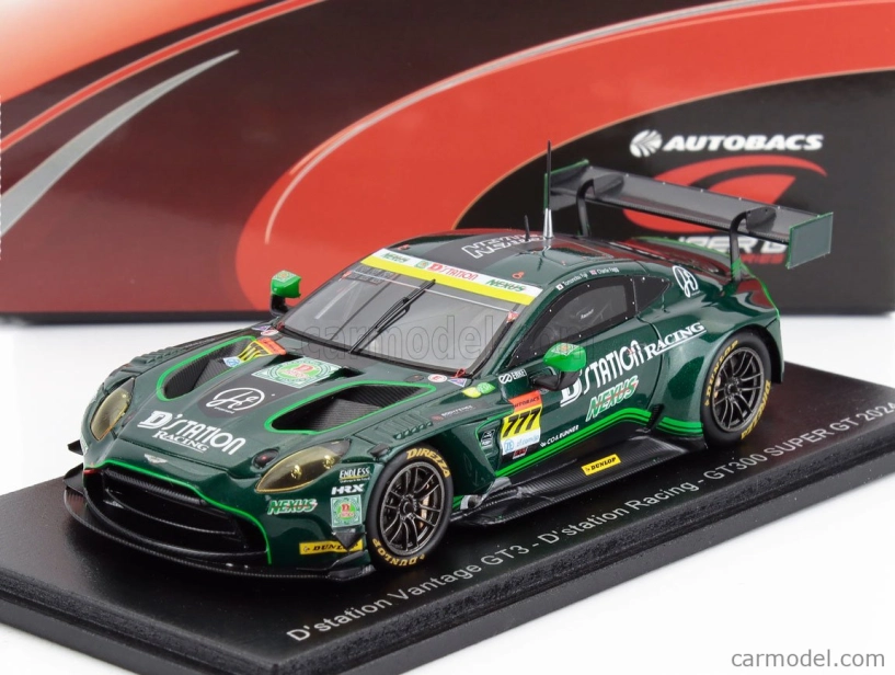 Spark-model Aston martin Vantage Amr Gt3 Evo Team D'station Racing N 777 Gt300 Class Super Gt 2025 Tomonobu Fujii - Charlie Fagg 1:43 Zelená