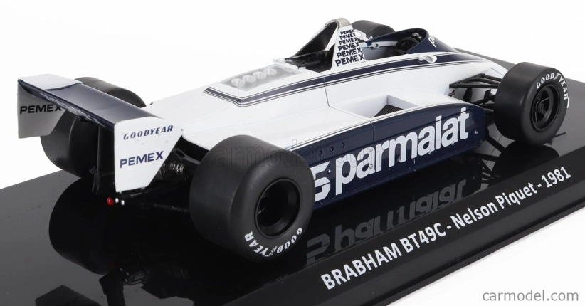 Edicola Brabham F1  Bt49c Parmalat Racing Team N 5 World Champion Season 1981 Nelson Piquet - Con Vetrina - With Showcase 1:24 Bílá Modrá