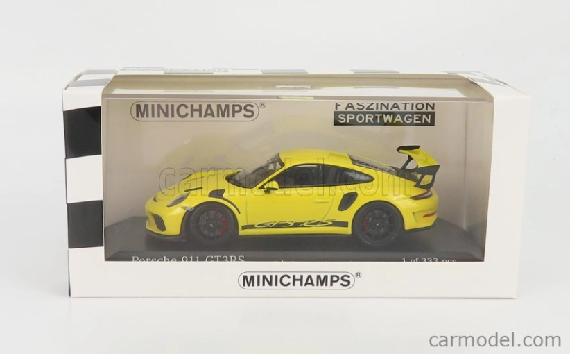 Minichamps Porsche 911 991-2 Gt3 Rs Coupe 2018 - Black Rims 1:43 Závodní Žlutá