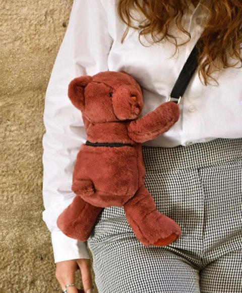 Doudou Plyšová taška přes rameno Medvídek terakotový 30 cm