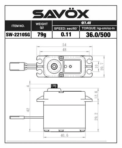 SW-2210SG+ BRUSHLESS BLACK WATERPROOF HiVOLT Digitální servo (45kg-0,10s/60°)