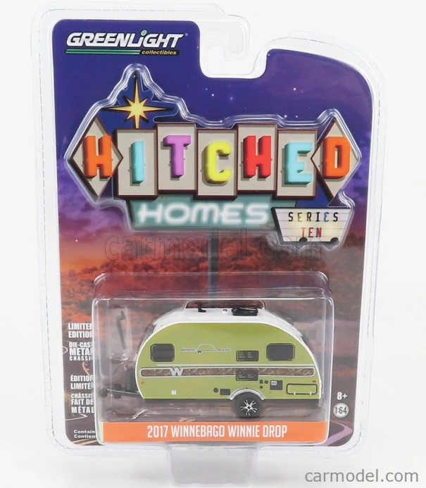Greenlight Trailer Winnebago Winnie Drop Roulotte 2017 1:64 Zelená