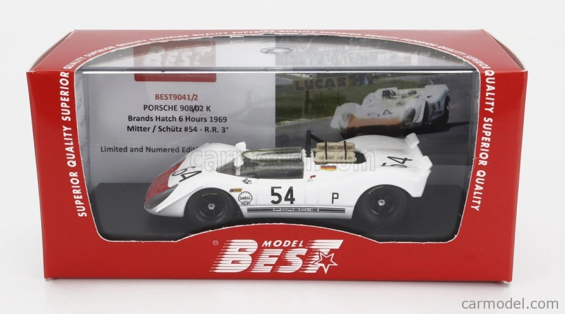 Best-model Porsche 908/02 Spider N 54 6h Brands Hatch 1969 G.mitter - U.schutz 1:43 Bílá Červená