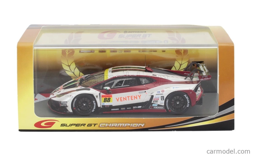 Spark-model Lamborghini Lamborghini Gt3 Team Jloc N 88 Champion With Pit Board Gt300 Class Super Gt 2024 Takashi Kogure - Yuya Motojima 1:43 White Red Black