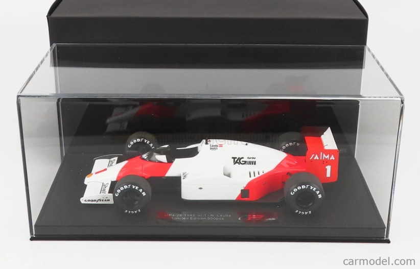 Gp-repliky Mclaren F1 Mp4/2b N 1 Sezóna 1985 Niki Lauda - Con Vetrina - S vitrínou 1:18 Bielo-červená