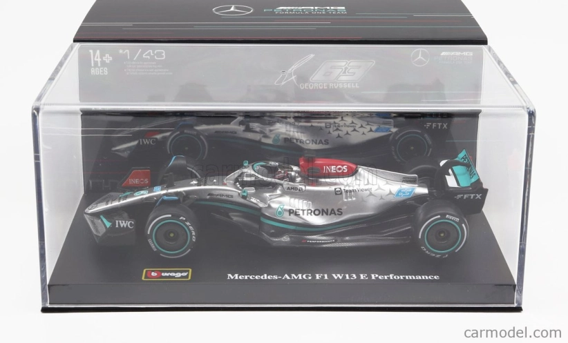 Bburago Mercedes gp F1 W13e Team Mercedes-amg Petronas F1 N 63 1:43, stříbrná
