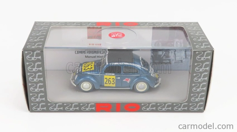 Rio-models Volkswagen Beetle Kafer Maggiolino Closed Roof N 263 Rally Panamericana 1954 M.hinke 1:43 Blue